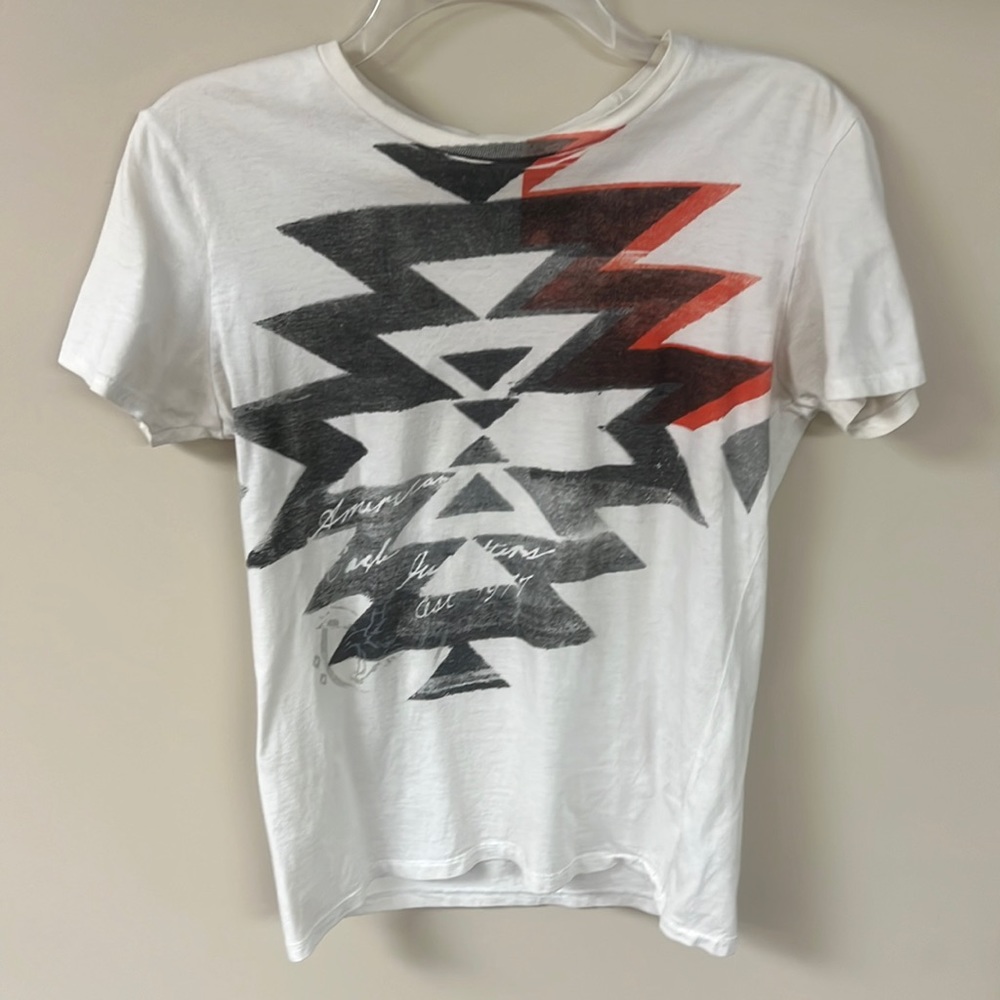 American eagle outfitters XS extra small MEN athletic fit tee white with black